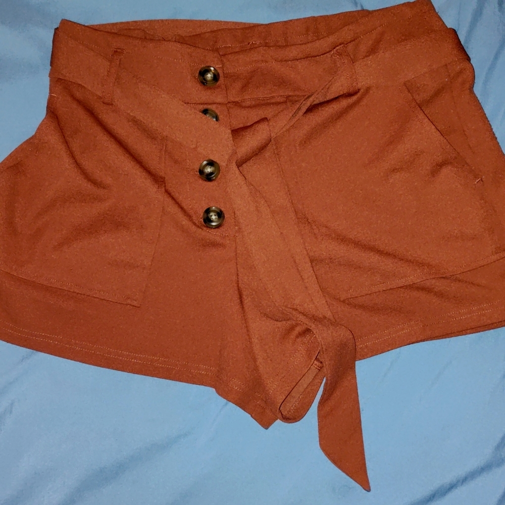 Dark orange shorts with removable belt